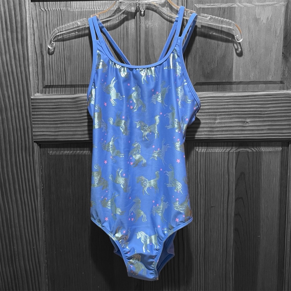 More Than Magic Girls Size 10 or Large Unicorn One Piece Bathing Suit Purple